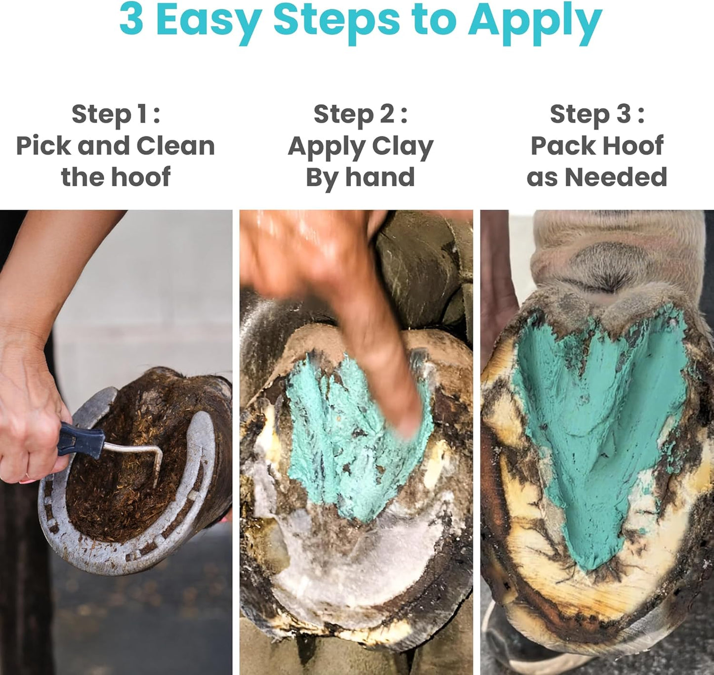 Horse Hoof Thrush Treatment Clay and White Line Equine Care: Effective on Horses, Cows, Goats, Sheep, Pigs and All Hooved Animals- 20 oz Jar New Heat Resistant Formula*