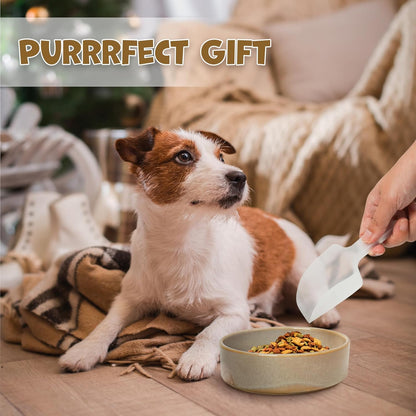 Ceramic Slow Feeder Dog Bowl Set with Stand, Cute Paw Slow Feeding Food Bowl and Water Bowl for Small Breed, 5.2" Ceramic Non Slip Dog Dishes, Grey