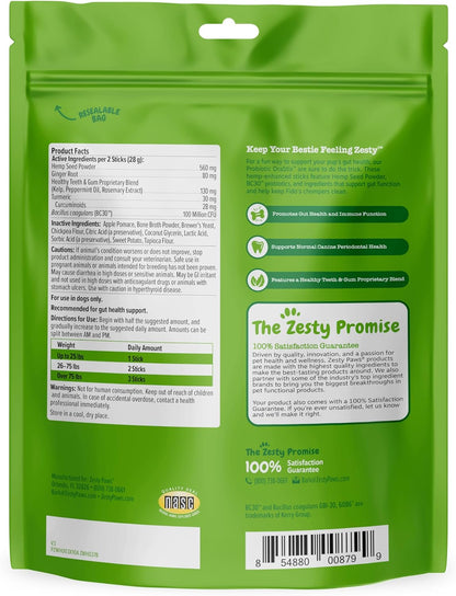 Zesty Paws OraStix for Dogs - Probiotic Sticks with Hemp Seed Curcumin Ginger Root Taurine - Supports Gut Function Flora Immune System Proprietary Healthy Teeth Gum Blend - 12oz