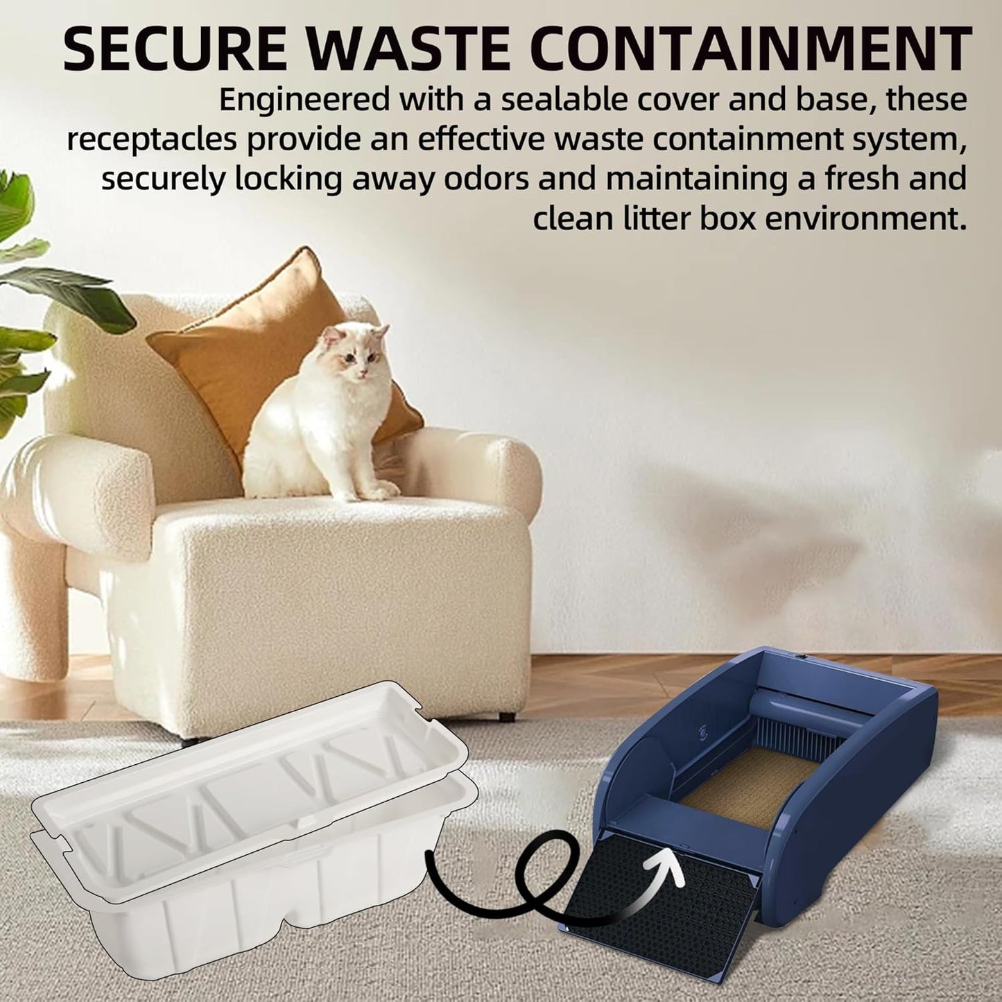 30-Pack Disposable Litter Box Waste Receptacles Compatible with Littermaid 3nd Edition & Nature's Miracle 2nd Edition Automatic Cat Litter Box, Convenient & Odor-Free Disposal