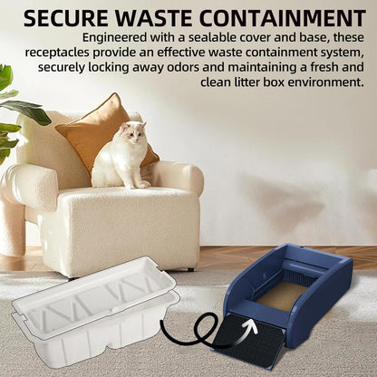 30-Pack Disposable Litter Box Waste Receptacles Compatible with Littermaid 3nd Edition & Nature's Miracle 2nd Edition Automatic Cat Litter Box, Convenient & Odor-Free Disposal