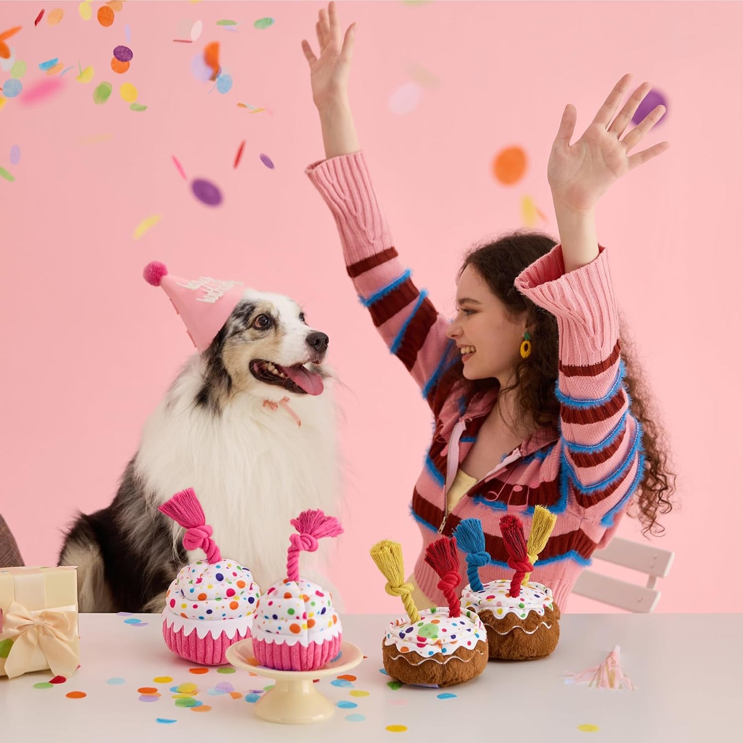 Bedsure Dog Beds with LESURE Dog Birthday Cake Toy