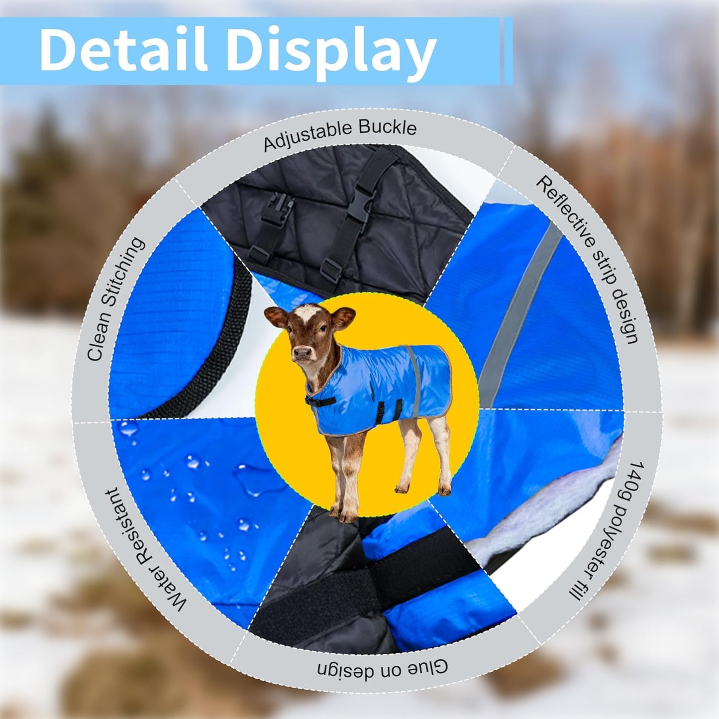 Winter Calf Coat with Fleece Lining - Water-Resistant Blanket for Calves, Goats, Foals, Donkeys, Alpaca and Large Dogs | 2-Pack