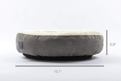 Love's cabin Round Donut Cat and Dog Cushion Bed, 20in Bed for Cats or Small Dogs, Anti-Slip & Water-Resistant Bottom, Super Soft Durable Fabric Pet Beds, Washable Luxury Cat & Dog Bed Gray