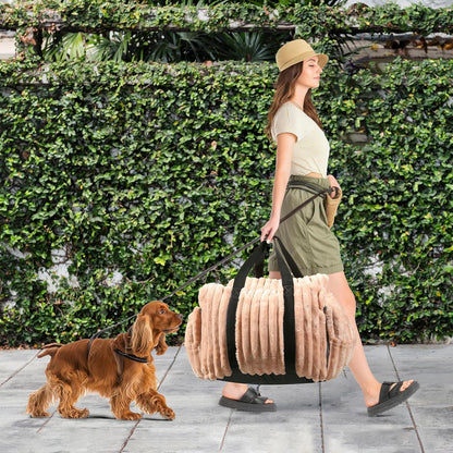 Dog Car Booster Seat, for Small Dogs Under 30 lbs, Detachable Washable Travel Bed with Storage Pockets and Safety Belt (Pink, Medium)