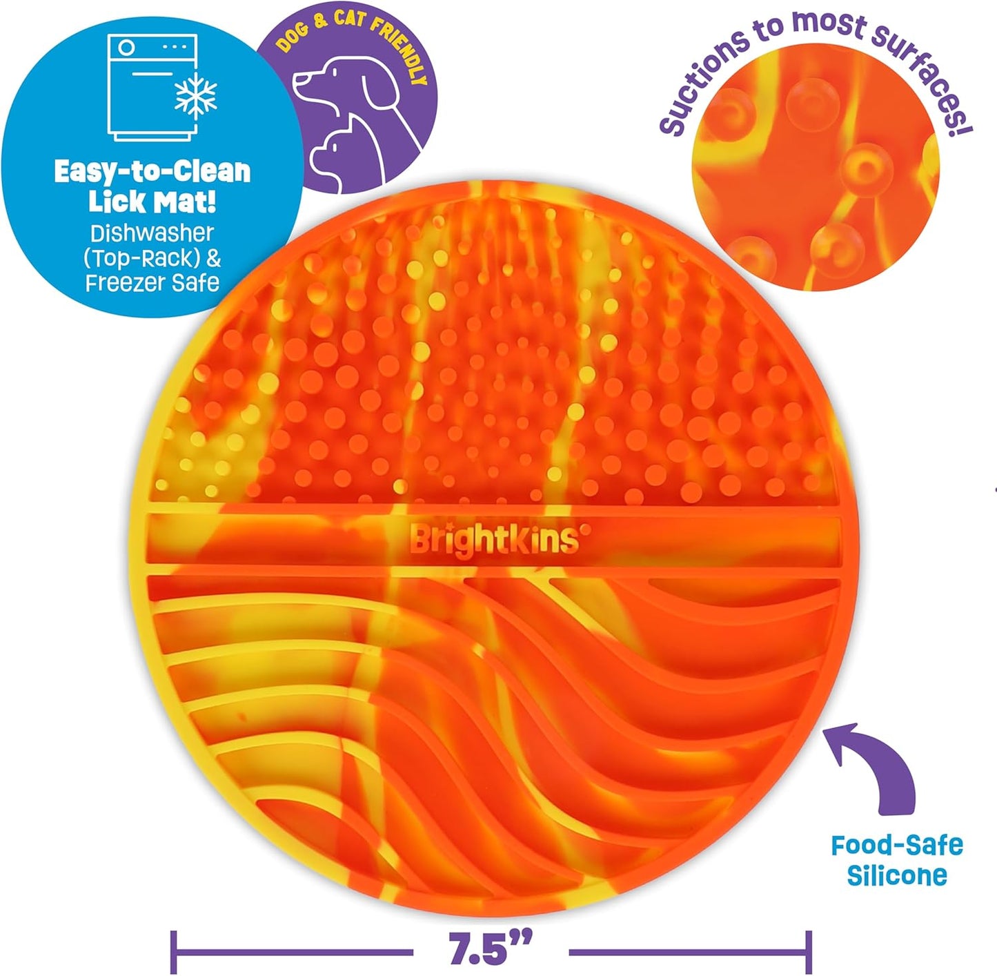 Brightkins Tie Dye Circle Lick Mat, Food Rubber Mat and Snuffle Pet Supplies, Enrichment Puppy Pads Essentials Products, Anxiety Relief Items, Interactive Dog Toys