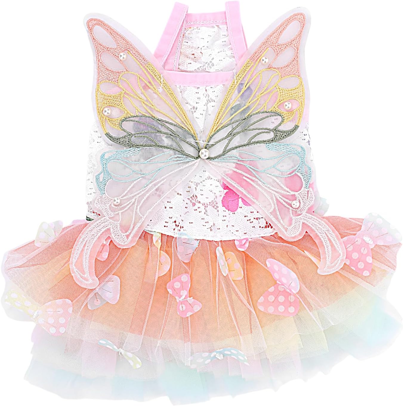 Dog Princess Dress, Small Dogs Rainbow Butterfly Pettiskirt, Fashion Dog Dress for Girl Dogs & Cats Pet Supplies (M)