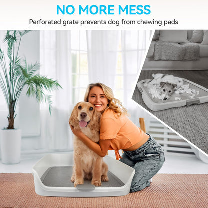 ALL FOR PAWS Dog Pee Pad Holder with Removable Post, 23.6" Indoor Dog Potty Training Tray, Puppy Toilet Litter Box for Small to Medium Sized Dogs