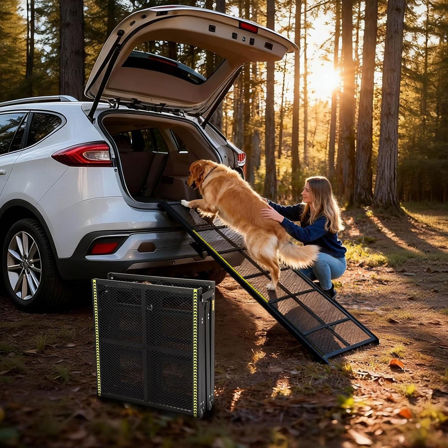 Dog Ramp for Car, 74" X 20"Outdoor Portable Dog Ramps for Truck, SUV, with Non-Slip Surface,Support Up to 250LBS,Pet Ramp for Medium & Large Dogs
