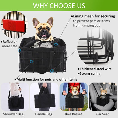 Bike Basket Suit for Front/Rear/Side of Bicycle with Removable Liner Bag, Dog Bike Basket Carrier for Travel, Large Size Basket More Storage, Ebike Accessoriest for Pets, Fruit & Grocery