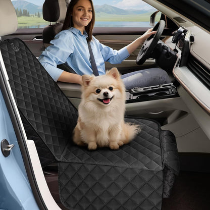 Dog Car Seat Cover for Front Seat, Waterproof Full Protection Pet Car Seat Cover with Side Flaps, Non-Slip Front Seat Protector with Pocket for Cars, Trucks, SUVs