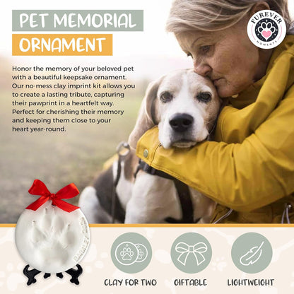 Pet Paw Print Impression Kit Makes (2) Dog Keepsake Ornaments, Inkless Paw Print Kit for Dogs (and Cats!) - Dog Paw Print Kit Keepsake, New Puppy Gift, Pawprint Kit w/ Paints & Name Stamps! (White)