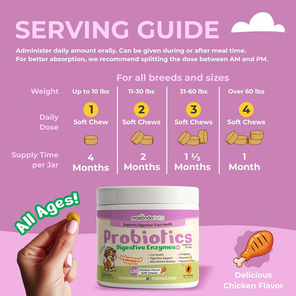 Probiotics for Dogs - 120 Dog Probiotics Chews - Digestive Enzymes & Pumpkin - Support Gut Health, Gas, Diarrhea & Constipation Relief - Itchy Skin, Yeast Balance, Allergies - Pet Advanced Supplements