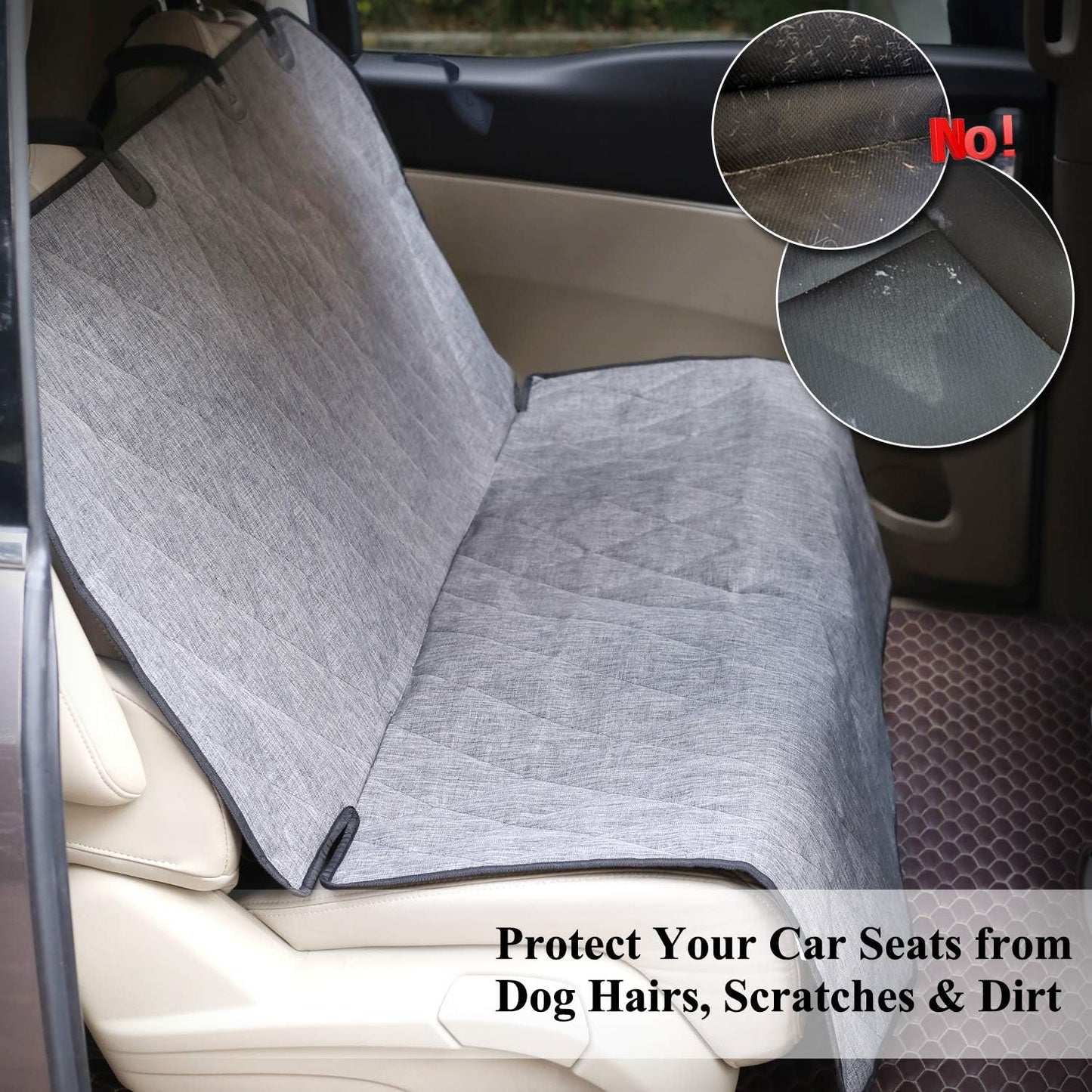VIVAGLORY Dog Seat Belt + Dog Seat Cover, Chew Proof Waterproof Multi-Functional, Backseat Cover for Car