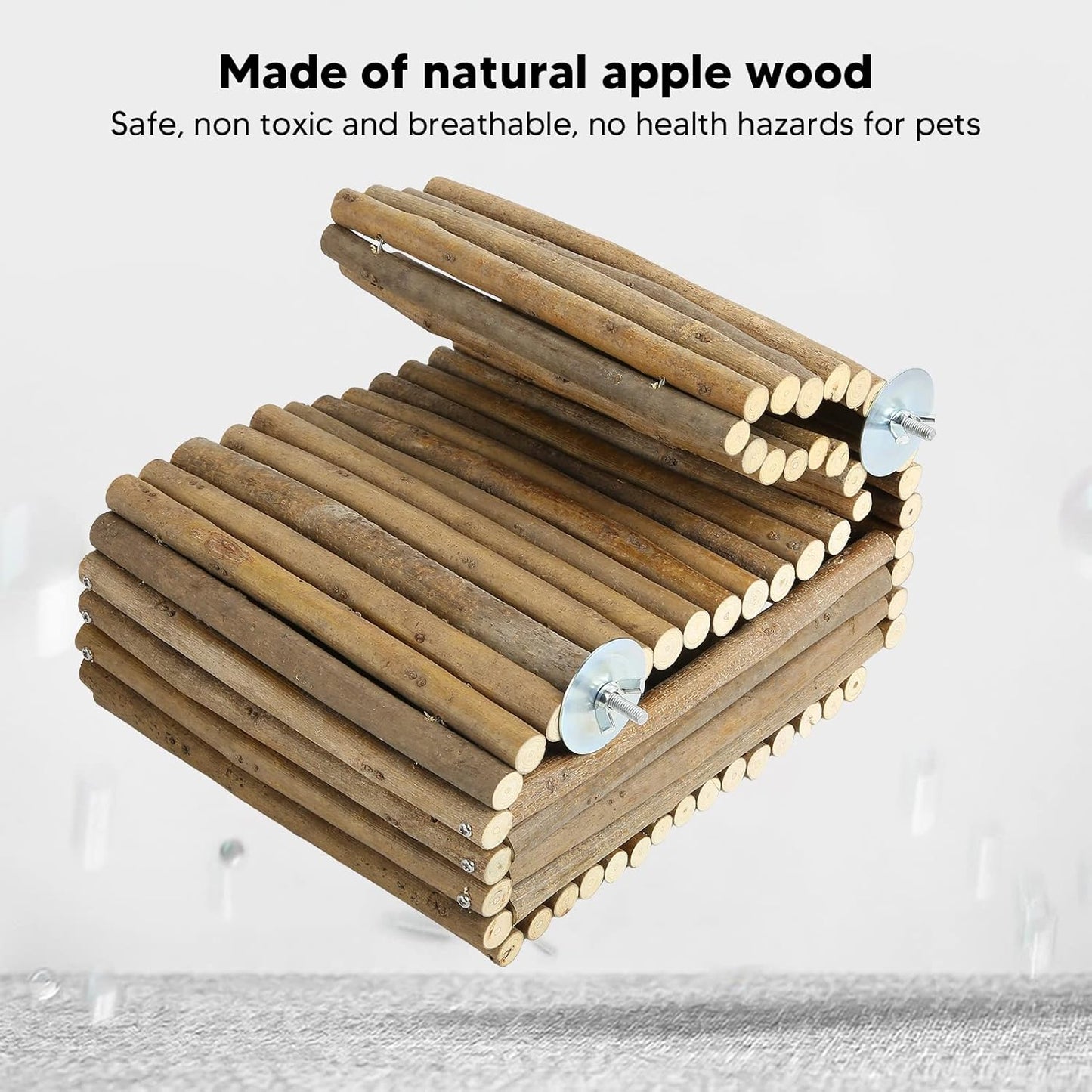 Wooden Rabbit House Hanging Hideout, Natural Wood Small Animal Hut, Well Ventilated Wooden Nest for Rabbit Chinchilla Guinea Pig, Safe Non Pet Habitat with Easy Install