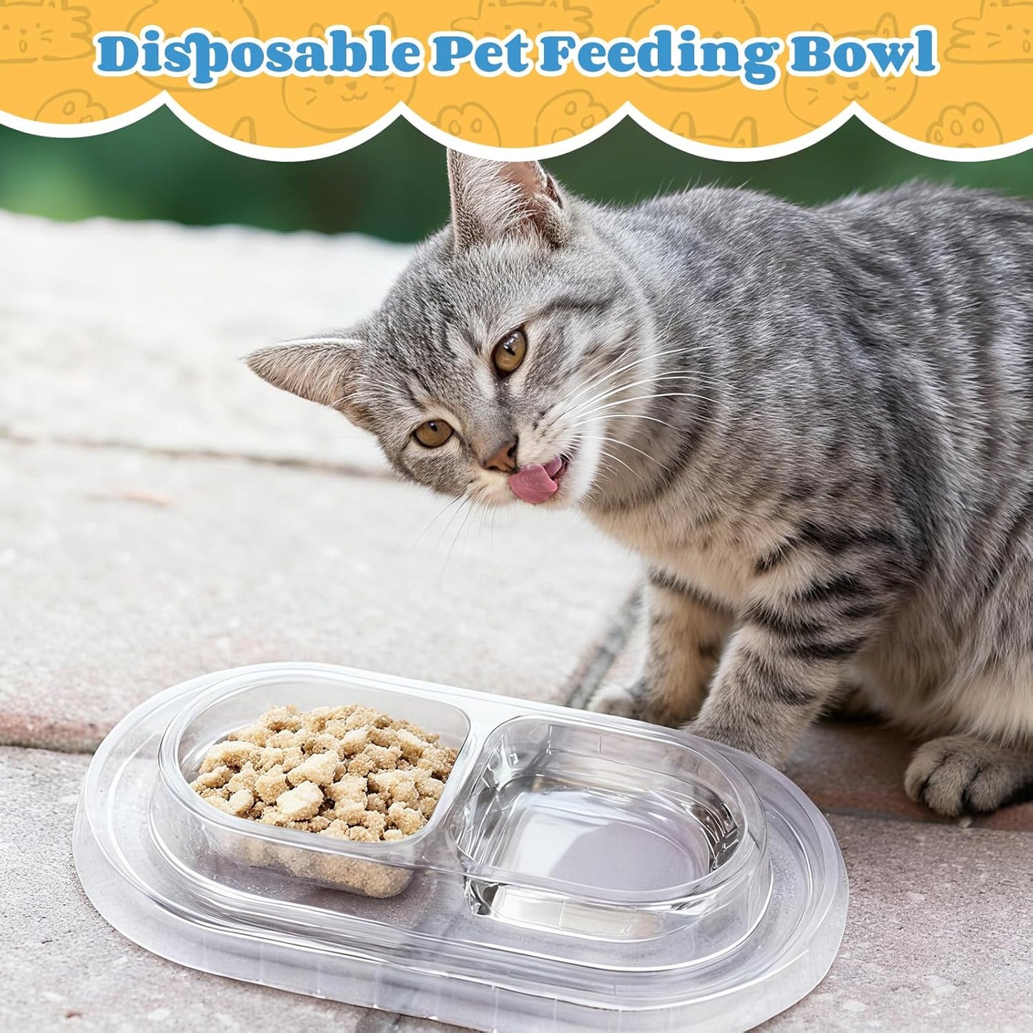 30 Pcs Disposable Cat Bowls with Ant Proof Moats - No Spill Double Bowl Tray for Stray & Outdoor Cats, Travel & Feeding - 30 Day Supply