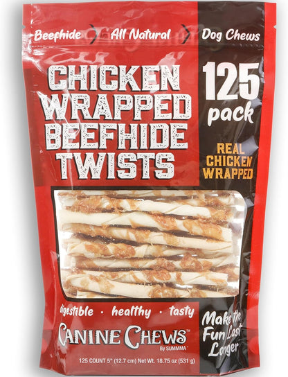 Canine Chews Chicken-Wrapped Rawhide Chews for Dogs (125 ct.)