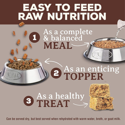 Primal Freeze Dried Raw Dog Food Nuggets Premium Protein Bundle, Venison, Lamb, Rabbit - Complete & Balanced Meal, Topper or Treat, Premium, Healthy, Grain Free, High Protein, 14 oz Each