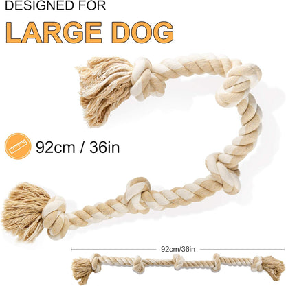 Fida Dog Rope Toys for Large/Medium Aggressive Chewers, Tough Cotton Chew Toy, 3 Feet 5 Knots Indestructible, Tug of War Dog Pull Rope Teeth Cleaning