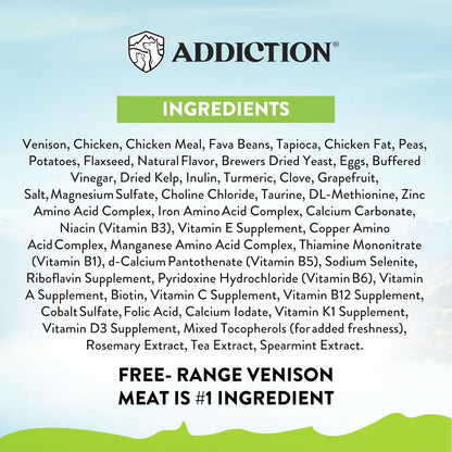 Addiction Viva La Venison Grain-Free Dry Cat Food - with Premium Venison to Support Muscle Development & Maintenance - High-Protein Recipe with Chicken & Low Carb - Made in New Zealand - 4lbs (2-pk)