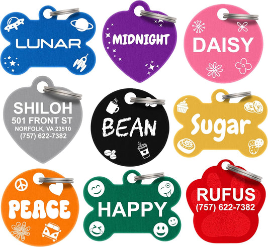 Dr. Fremont's Pet ID Tag Custom for Dog Cat Personalized | Many Shapes and Colors to Choose from | Made in USA | Strong Anodized Aluminum