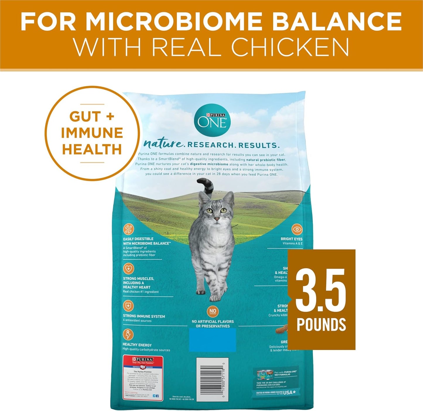 Purina ONE Natural Dry Cat Food, Tender Selects Blend With Real Chicken - (Pack of 4) 3.5 lb. Bags