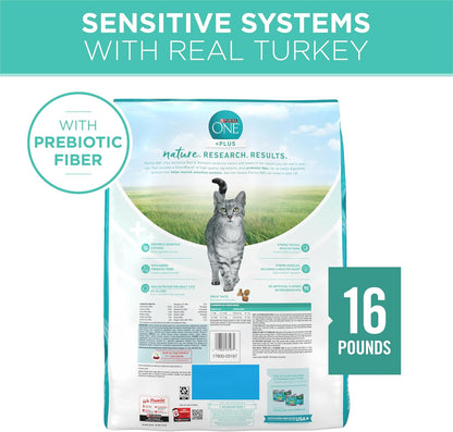 Purina ONE Sensitive Stomach, Sensitive Skin, Natural Dry Cat Food, +Plus Sensitive Skin and Stomach Formula - 16 lb. Bag