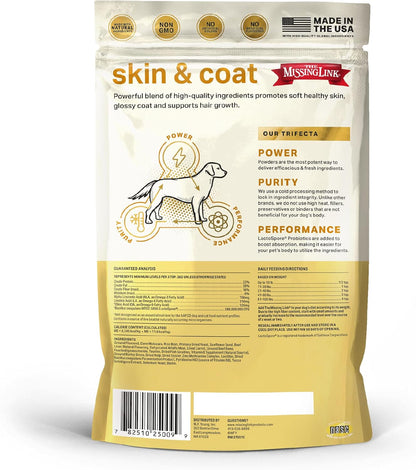 The Missing Link Skin & Coat + Probiotics Supplement 1lb Bag - Powerful Superfood Powder for Dogs Supports Healthy Skin & Glossy Coat, Promotes Hair Growth