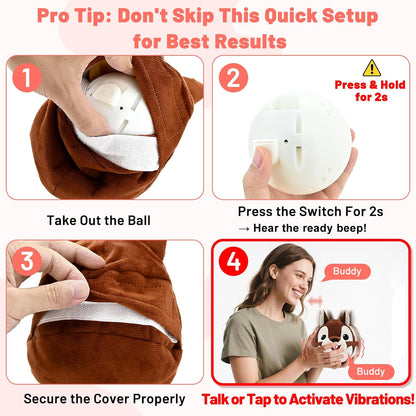 Interactive Dog Toys - Auto Bounce, Move & Vibrate with Sound, Talking Squirrel Puppy Toy for Small Medium Large Dogs, Rechargeable Durable Toy for Anxiety Relief, Boredom & Indoor Play