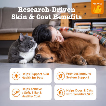 Zesty Paws Wild Alaskan Fish Oil for Dogs & Cats - Pollock & Salmon Oil Blend - Omega 3 Fatty Acids EPA & DHA for Pets - for Sensitive Skin + Coat Health - Immune System Support - 64 fl oz