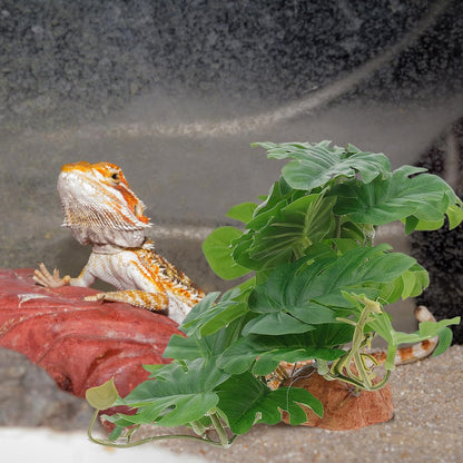 BESTonZON Reptile Tank Artificial Plants Landscape Decor Simulated Terrarium Hidden Plant for Lizard Turtle Spider Frog Habitat Box