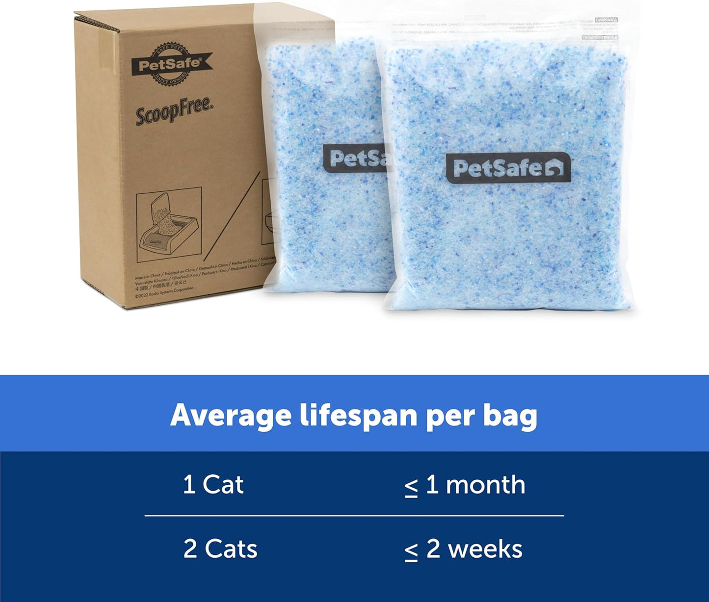 PetSafe ScoopFree Premium Crystal Cat Litter - Outperforms Clay Litter - Refill Packs - Reusable Tray Compatible - Fresh Scent - 4.3 lb Bags - 2 Pack