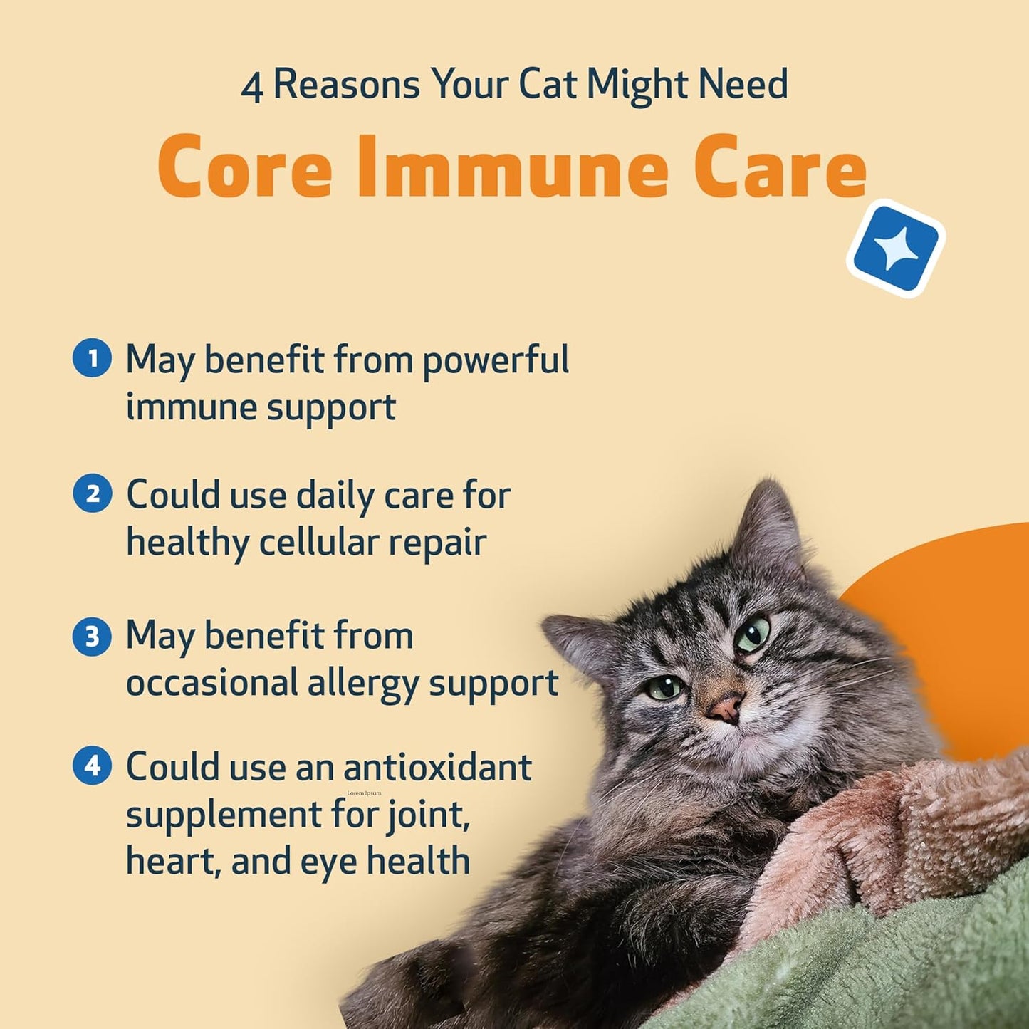 Pet Wellbeing Core Immune Care for Cats of All Ages - Daily Antioxidants, Immune Support, Collagen, Glutathione, Vitamin E - Veterinarian-Formulated Holistic Supplement 3.7 oz (105 g) Powder