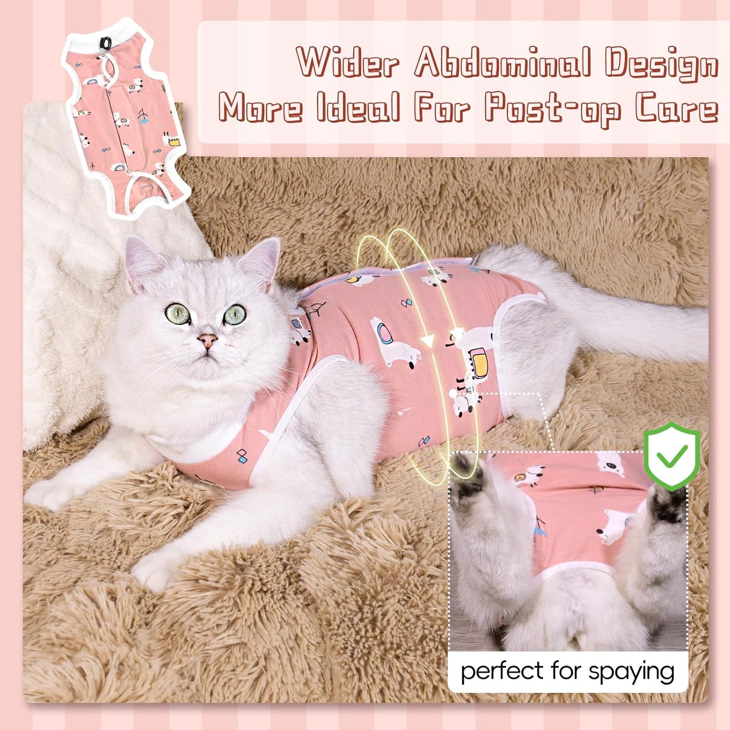 2 Pack Cat Spay Recovery Suit Female, Breathable Cat Onesie for Cats After Surgery Female, Kitten Surgery Recovery Suit for Abdominal Wounds