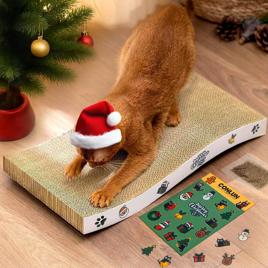 Cat Scratcher, Durable Scratch Pad, Corrugated Cardboard Scratching Board for Indoor Cats, Heavy Duty, Double-Sided Usability, Recyclable, with Catnip, Medium, 1 Pack