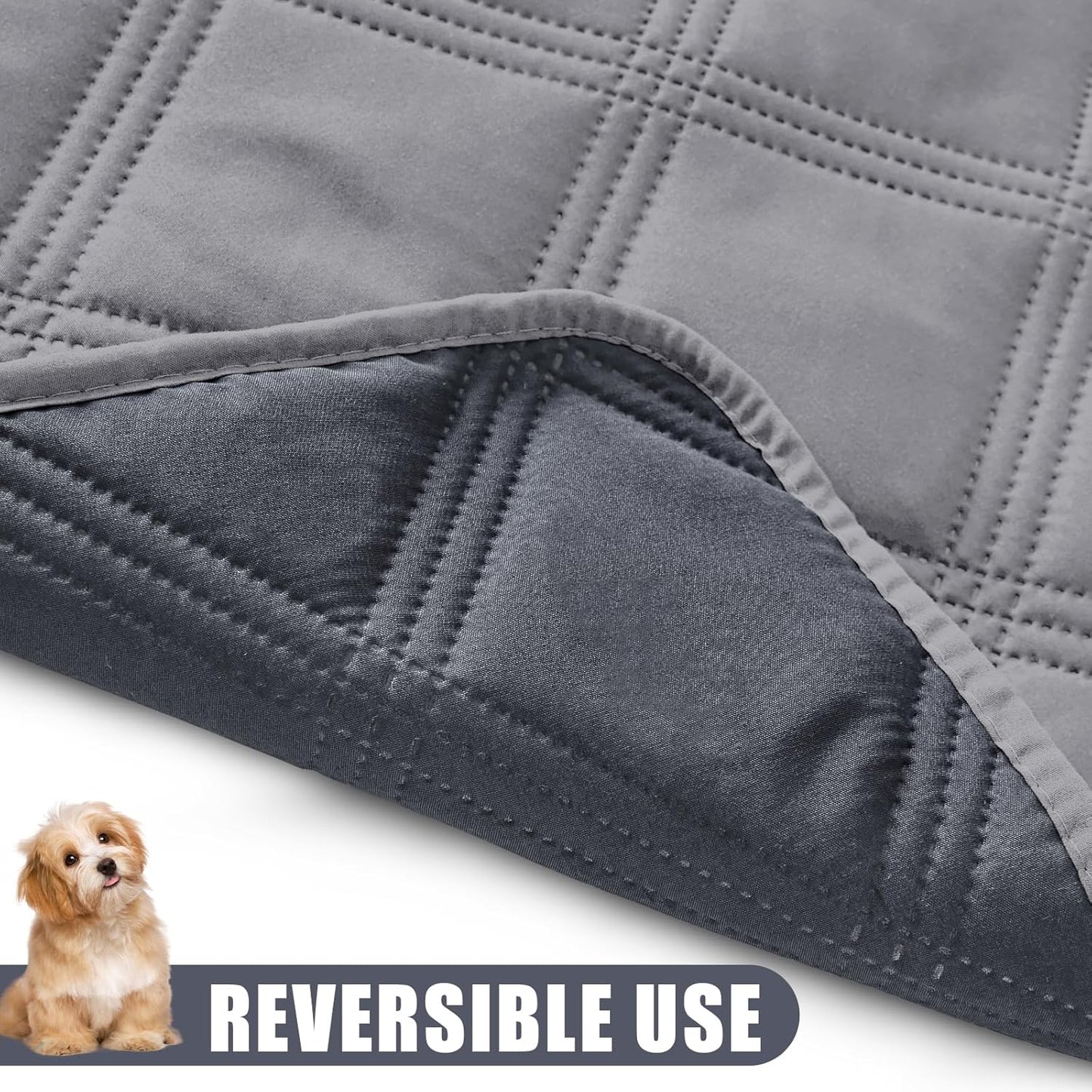 Smiry Waterproof Dog Bed Cover Blanket 52x82, Soft Reversible Pet Blanket, Washable Leakproof Cats Dogs Couch Cover for Sofa, Couch, Furniture, Lattice, Grey/Dark Grey
