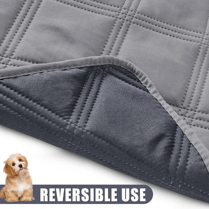 Smiry Waterproof Dog Bed Cover Blanket 52x82, Soft Reversible Pet Blanket, Washable Leakproof Cats Dogs Couch Cover for Sofa, Couch, Furniture, Lattice, Grey/Dark Grey