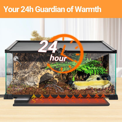 REPTI ZOO Reptile Heat Pad 8 in × 12 in, 23W Reptile Heat mat with Adjustable Thermostat for Turtles, Hermit Crabs, Bearded Dragons, Leopard Geckos, Snakes, Lizards