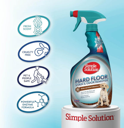 Simple Solution Hard Floor Pet Stain and Odor Remover, Dog Stain and Odor Eliminator Spray, Enzyme Cleaner, Pet Urine Remover for Hardwood Floors, Pee and Poop Destroyer, 32oz and Gallon Bundle
