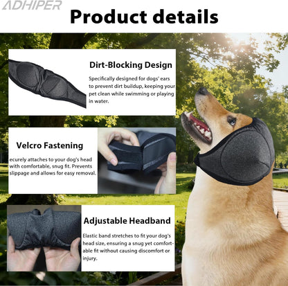 Adhiper Upgrade Dog Ear Muffs Wraps Noise Protection Quiet Ears, Elastic Waterproof Dog Ear Covers for Grooming, Bath, Drying, Swim & Anxiety Relief Reserved Ear Room Design (Gray/Small)