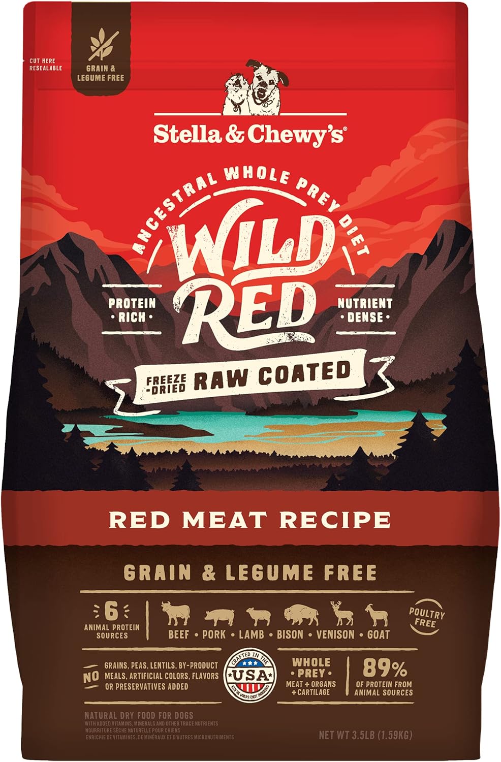 Stella & Chewy's Wild Red Dry Dog Food Raw Coated High Protein Grain & Legume Free Red Meat Recipe, 3.5 lb. Bag