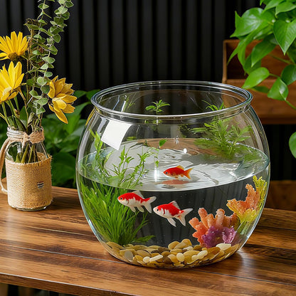 Geelin 2 Pcs 5 Gallon Plastic Fish Tank Large Bowl Shatterproof with Crystal Clear Clarity for Terrarium, Flower Vase Centerpiece Gift for Fish Lovers