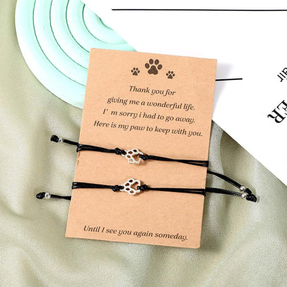 Cat Memorial 2PCs Gifts for Loss of Cat Pet Paw Bracelet for Women Men for Cat Passing Away Gifts for Cat Lovers Bereavement Gifts for Cat Lover Memory Gifts Loss of Furry Friend Sympathy Gift