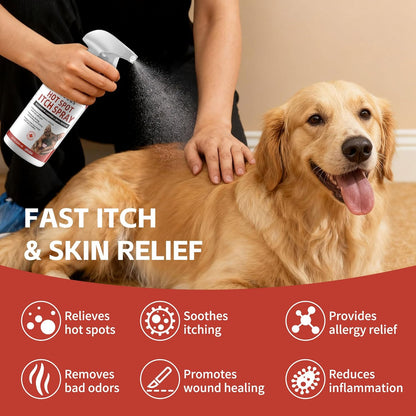 Hot spot Treatment for Dogs | Hot Spot Spray for Dogs | Hypochlorous Acid (HOCl) Formula Soothes Inflammation | Prevents Infection | Treats Bites | Scratches & Skin Ulcers - 10.14 fl oz