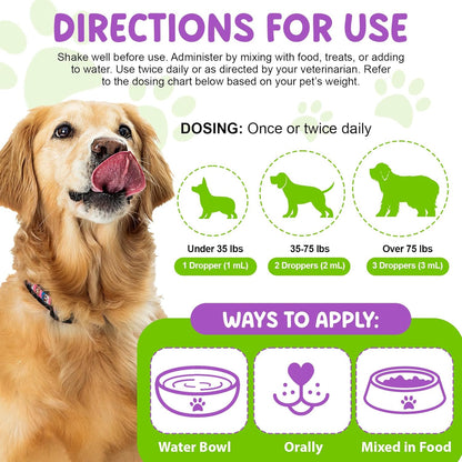 Dog Probiotic, Liquid Probiotics for Dogs, Prebiotic & Digestive Enzymes, Dogs Probiotics Supplement Help Digestive Health, Immune Support, Diarrhea Relief, Dog Herbal Supplements 60ml
