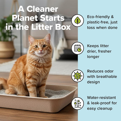 Kitty Sift Disposable Cat Litter Box Large, 6 Count, Durable Portable for Travel and Home, Eco-Friendly Disposable Litter Box Controls Odor for Cats and Kittens