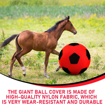 30 Inch Giant Herding Ball with Cover Anti Burst Ball Please Watch VCR for How to Inflation Horse Toys for Horses Stall Entertainment Play, Pump Included(Red Black, Classic)