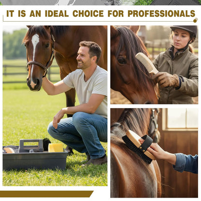 Abbylike 6 Pieces Horse Grooming Tote Kit Plastic Storage Grooming Bag for Horses Durable Tote Tack Box Organizer with Handle Horse Brush Sets Cleaning Caddy Supplies(Gray)