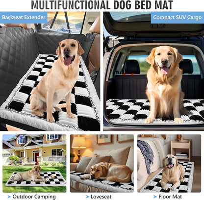 Backseat Dog Bed Non-Slip, Dog Bed for Car Back Seat Soft and Comfortable, Back Seat Pet Bed Mat for Travel, Pet Car Blanket for Backseat Extender and Seat Covers Checkered (51”X 23.5”)