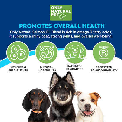 Only Natural Pet Wild Alaskan Salmon Oil for Dogs & Cats - Omega 3 & 6 Supplement for Pets - EPA & DHA Fish Oils, All Natural Joint Support, Promote Healthy Skin, Coat & Heart - 20 Fl Oz (Pack of 2)